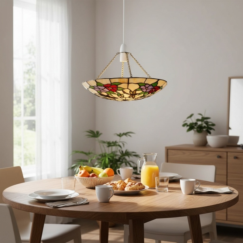 TF Butterfly Pendant Lamp - Decorative Stained Glass Pendant Light for Bedroom or Entryway T832