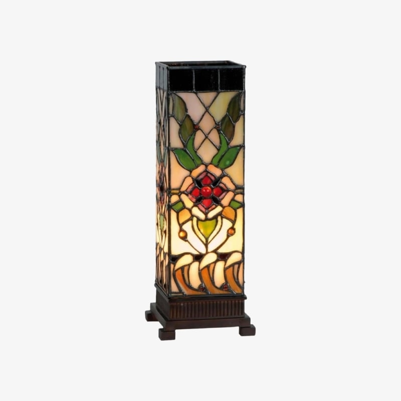 TF Angelique Art Nouveau Stained Glass Table Lamp - Handcrafted Floral Design for Living Room T905
