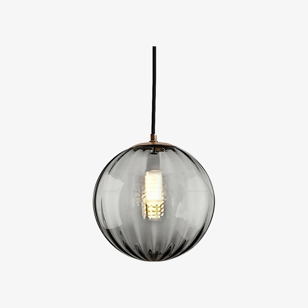 Lunorie Iron Metal Glass Globe Pendant Light - Sculpted Adjustable Pendant for Dining Spaces T570