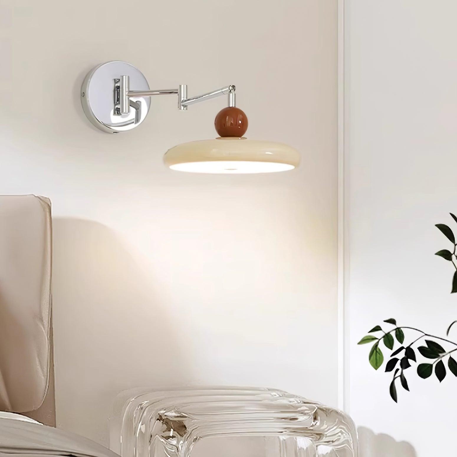 Cream Style Adjustable Swing Arm Disc Reading Wall Lamp M141