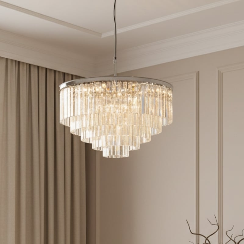 Aurevon Crystal Prism Metal Frame Modern Ceiling Chandelier for Home and Hotel T494