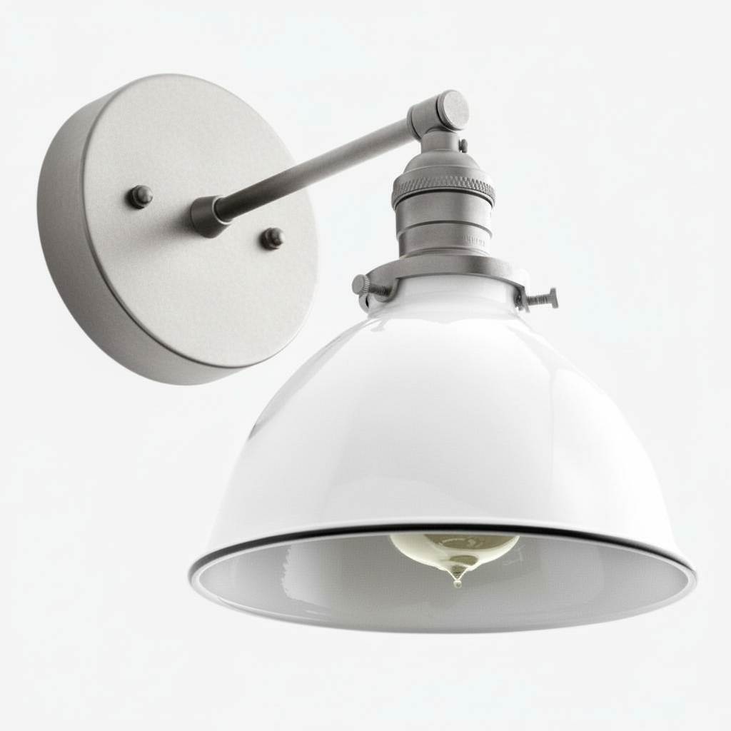 Conique Metal  Wall Sconce - White Metal Shade - Industrial Modern Lighting T307