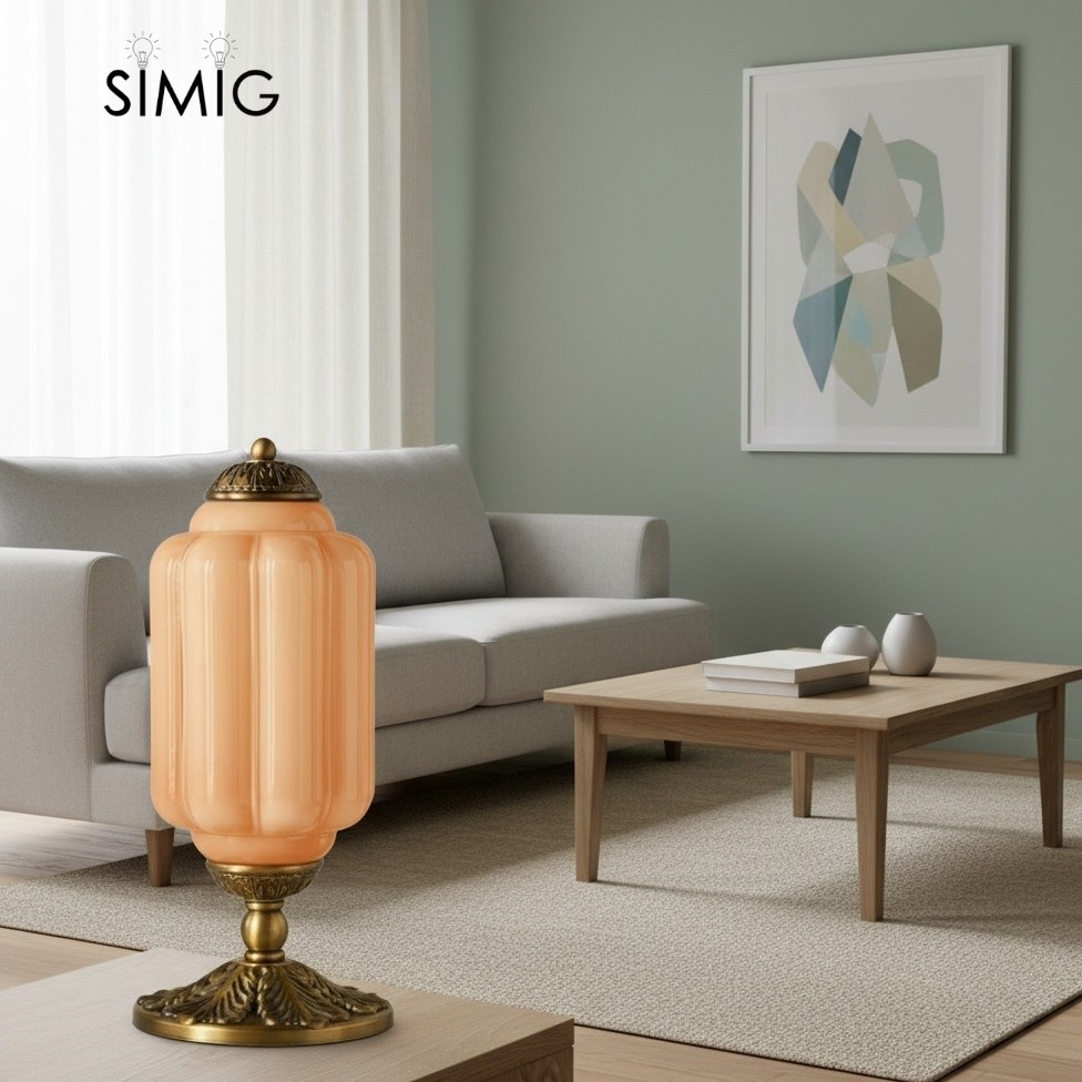 Eloise Curved Glass Retro Table Lamp - Vintage Bedside Lighting G71