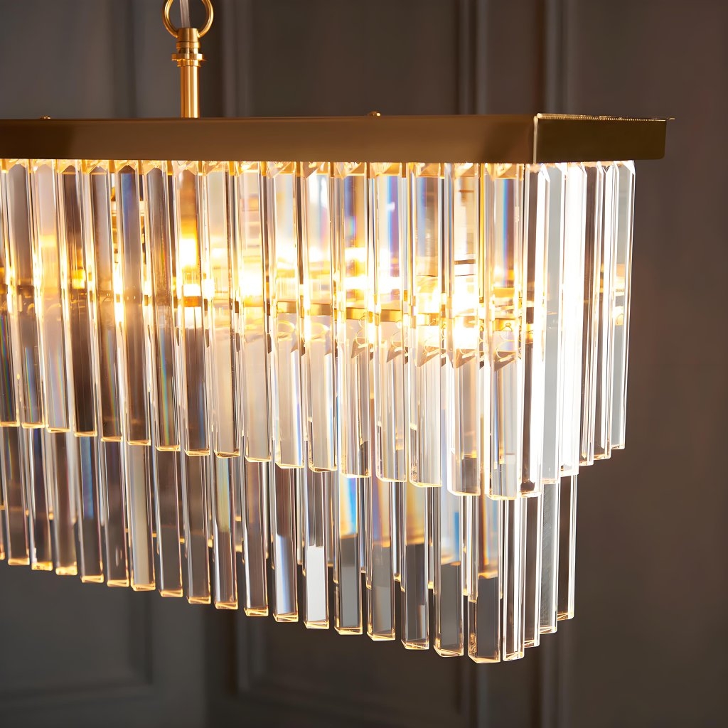 Vitralon Linear Pendant Lamp - Diamond-Shaped Glass Lampshade (Crystal Clear) - Fits Living and Dining Rooms T944