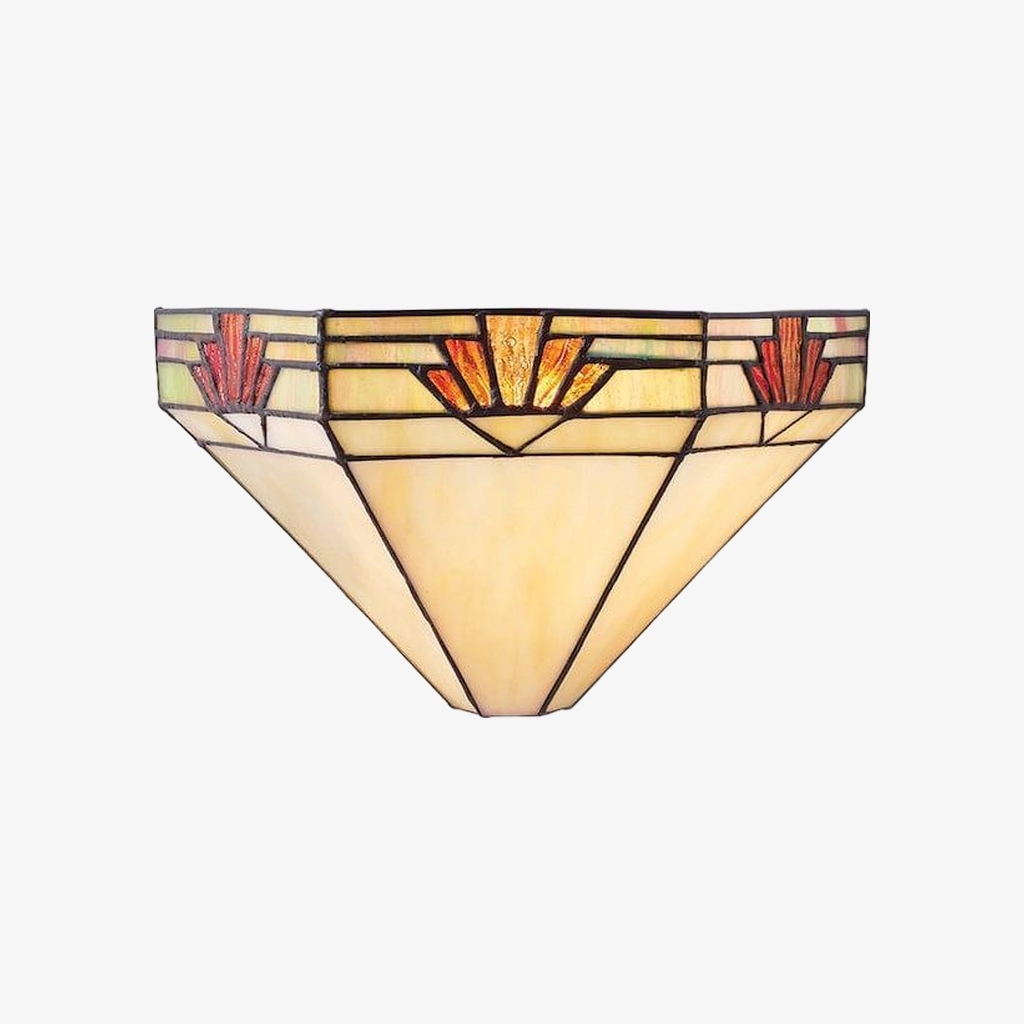 TF Nevada Ziggurat Wall Light - Art Deco Stained-Glass Sconce for Hallways & Living Rooms T1036