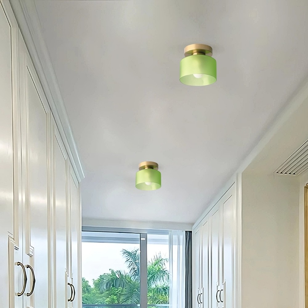 Morandi Cylinder Glass Ceiling Light – Colorful Touch For Hallway Spaces S216