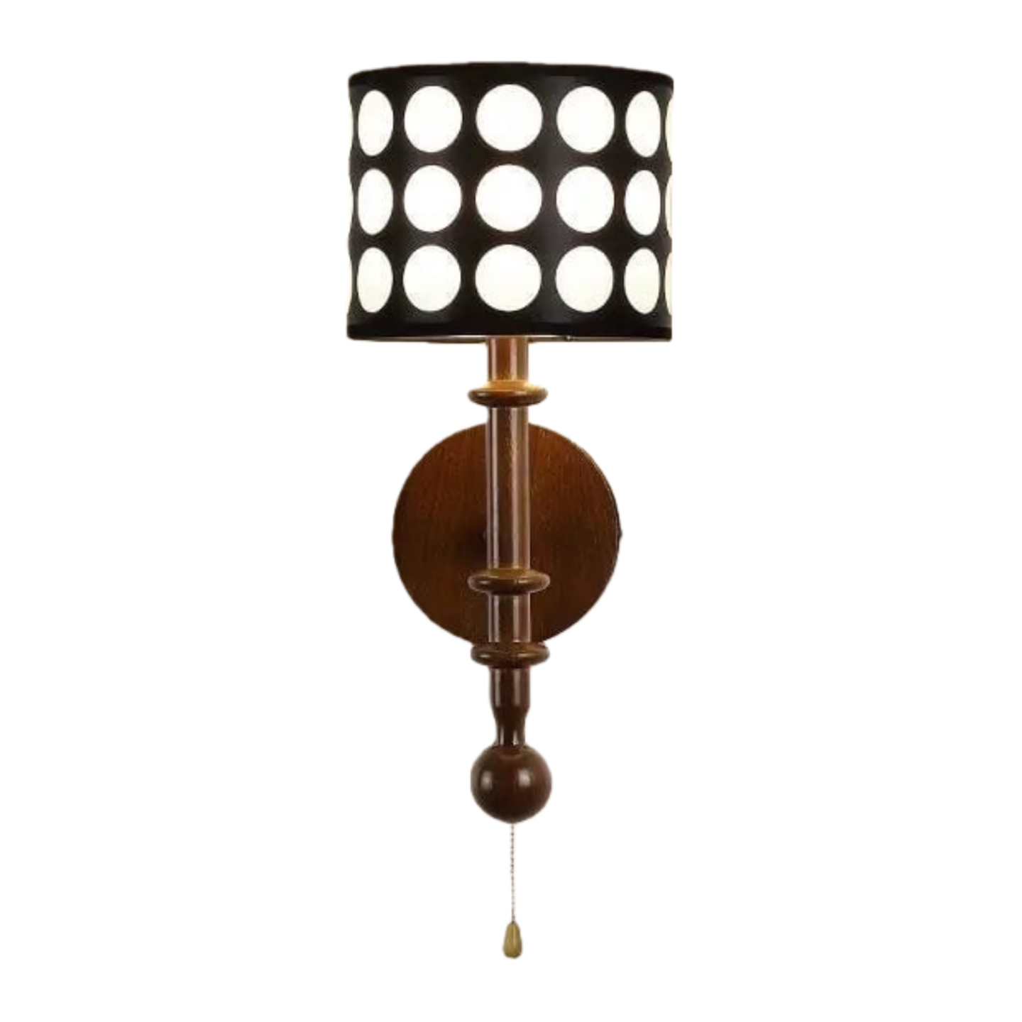 French White Polka Dot Fabric Cylinder Shade Wall Sconce S366