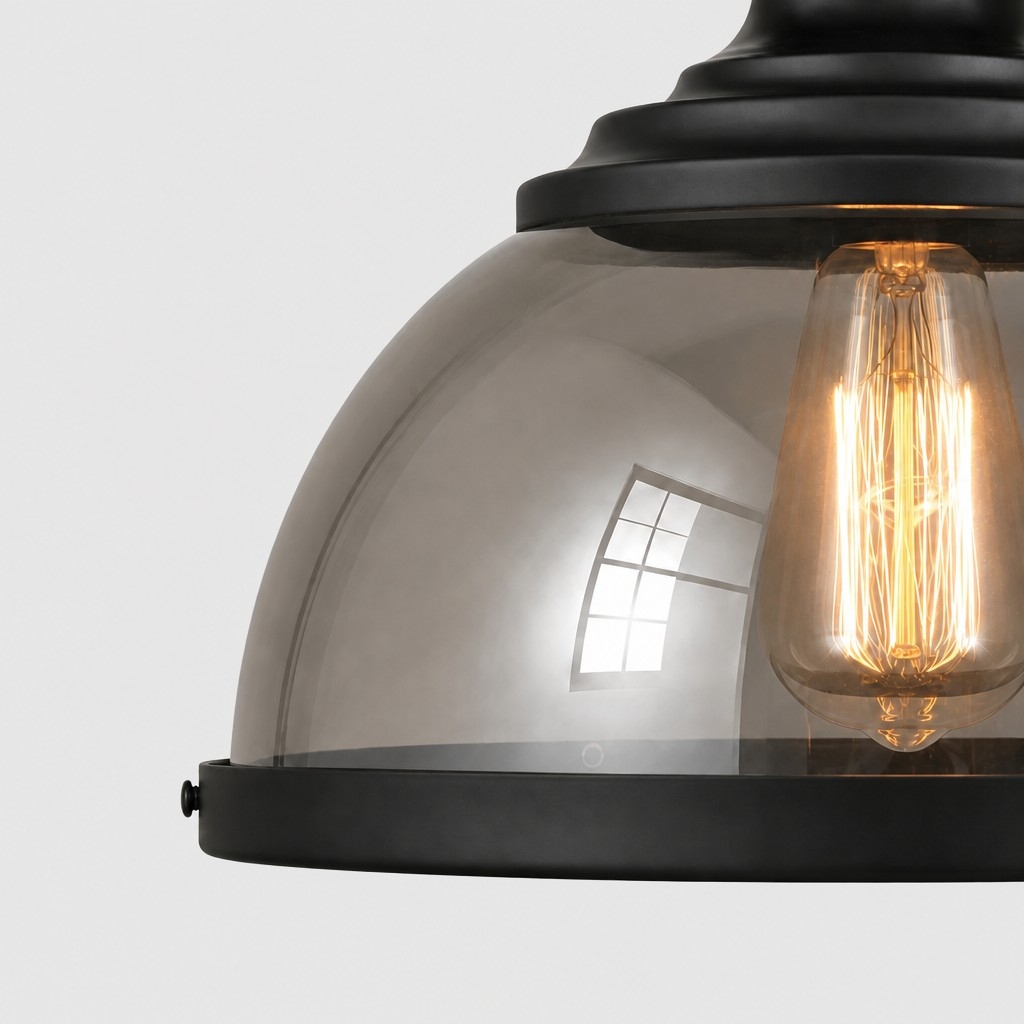 Ivoran Industrial Metal Smoky Glass Pendant Lamp - Suitable for Kitchen Island T2245