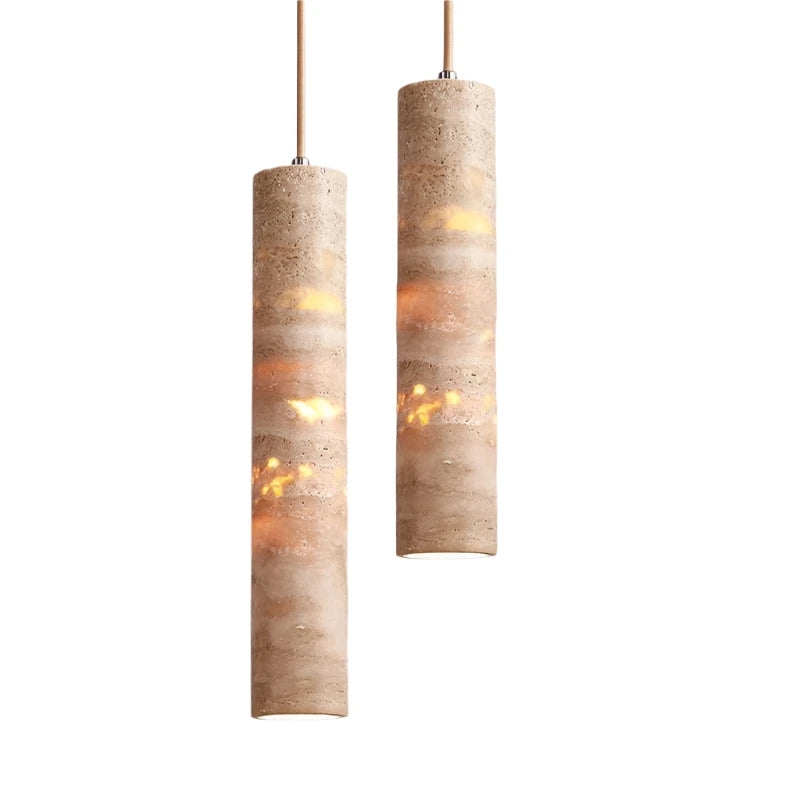 Cream Travertine Tube Pendant Light T2136