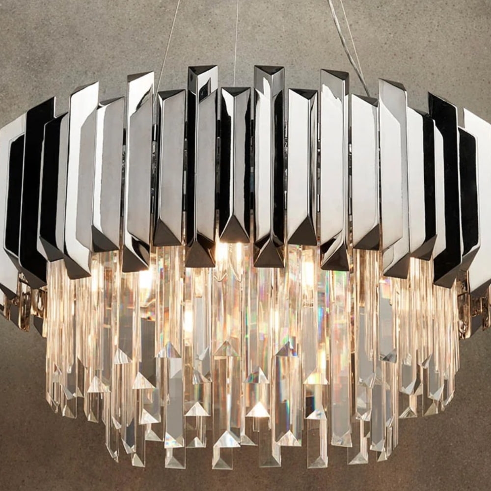 Virelia Contemporary Crystal Pendant Light - Layered Crystal Shade Ceiling Fixture for Dining or Living Room T836