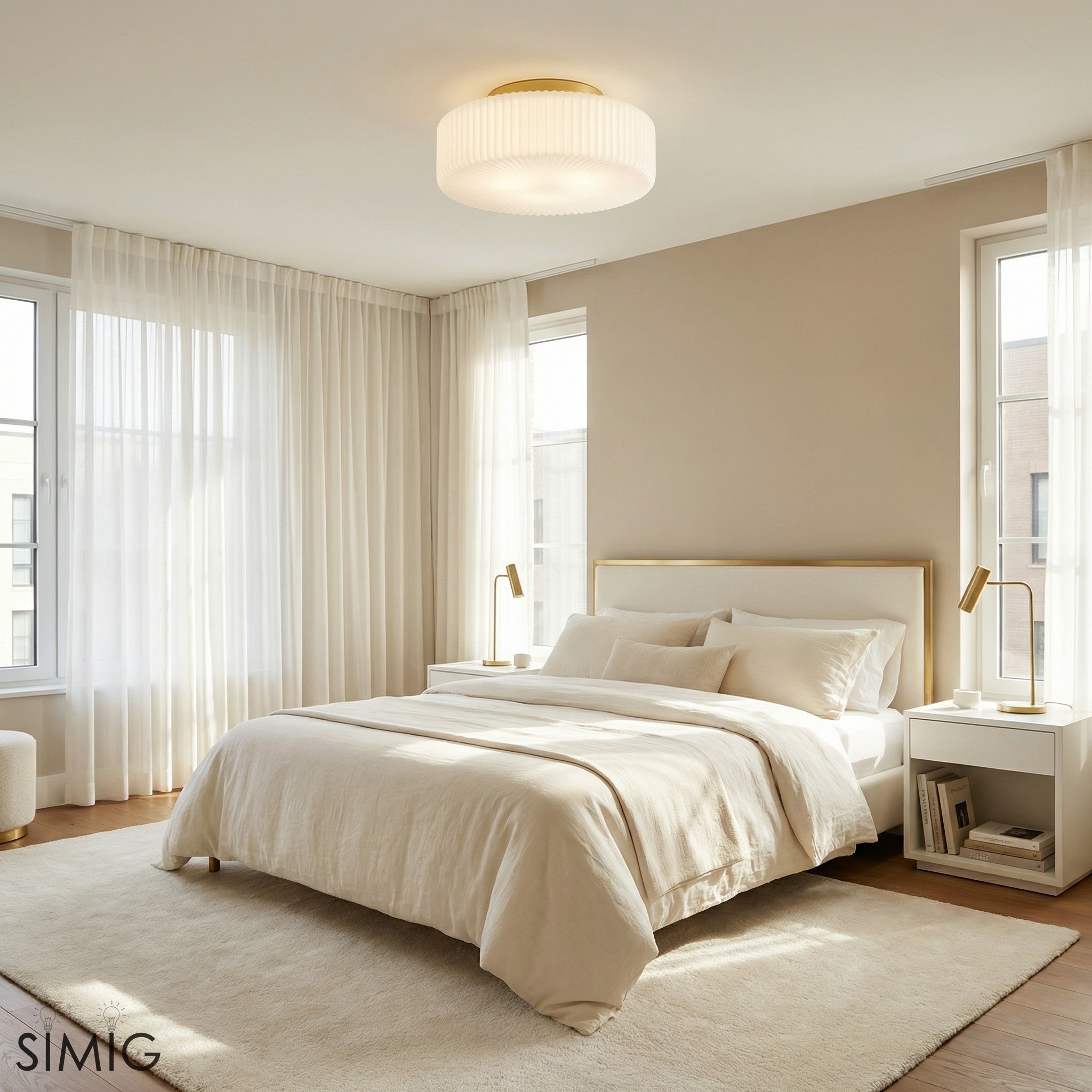 Lunorib Ribbed Opaline Glass Flush Mount Ceiling Light - Modern Hallway Glow T1075