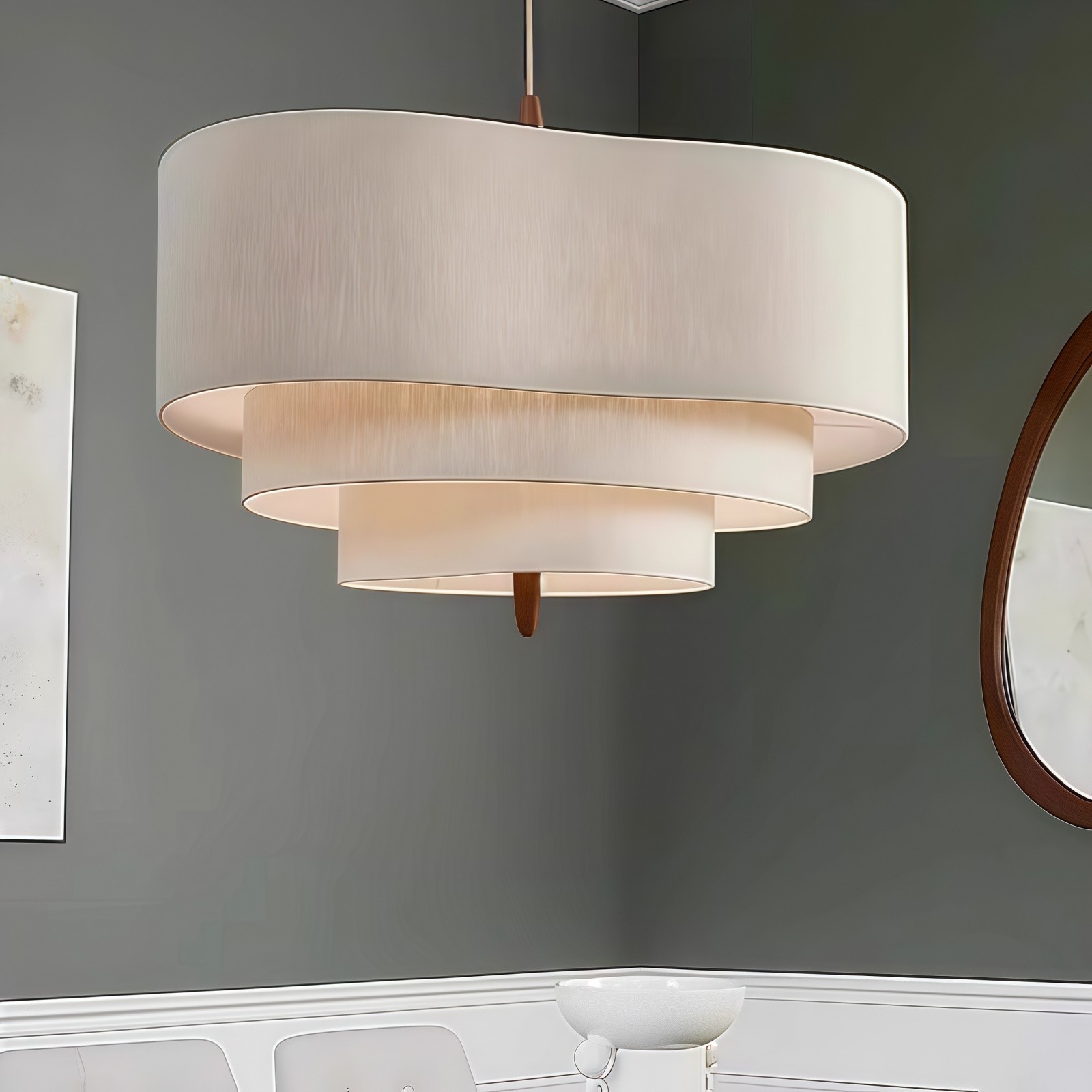Lustrous Fabric Pendant - Nordic Retro Ceiling Light for Living Room M46