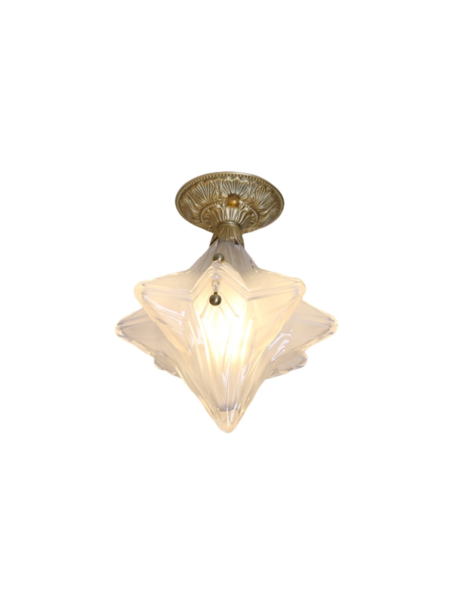Art Deco Star Ceiling Lamp - Frosted Glass Fixture for Hallway & Entryway - Astris Ceres T435