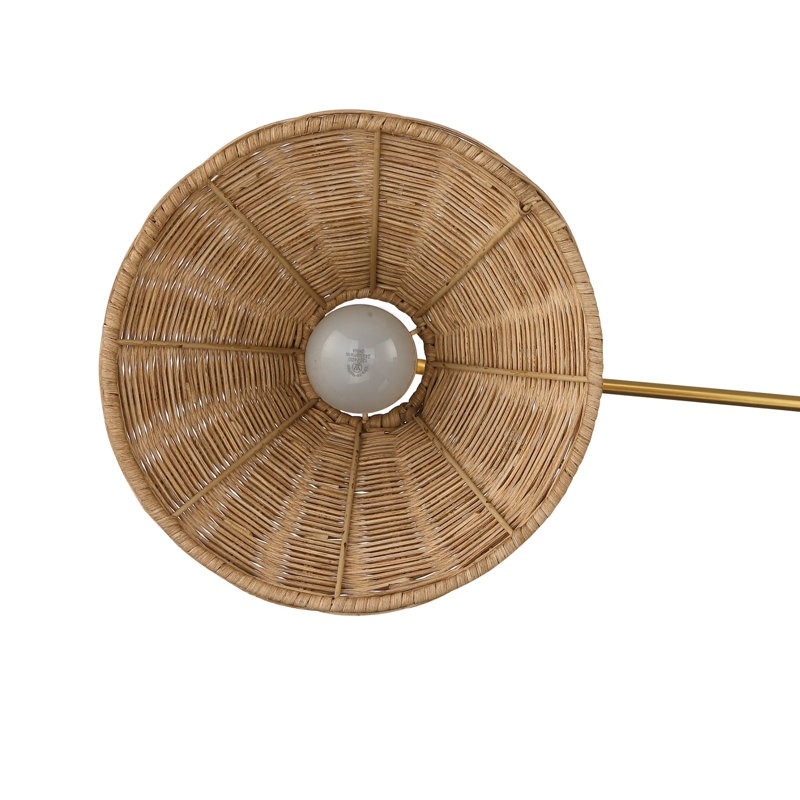 Welanery Swing Arm Rattan Wall Sconce - Farmhouse Style Lamp for Bedside Reading T1210
