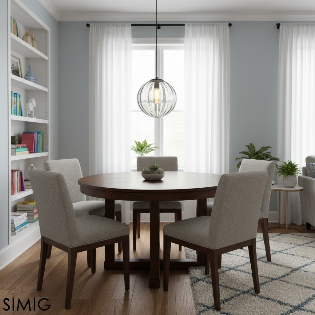 Lunorie Iron Metal Glass Globe Pendant Light - Sculpted Adjustable Pendant for Dining Spaces T570