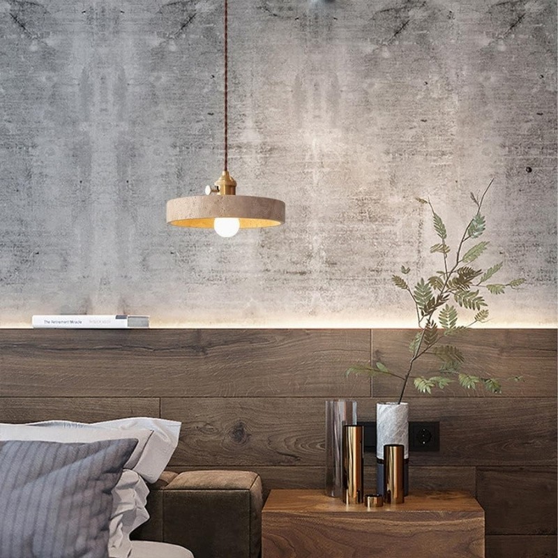 Mid Century Travertine Pendant Lamp – Vintage Copper Lighting S281