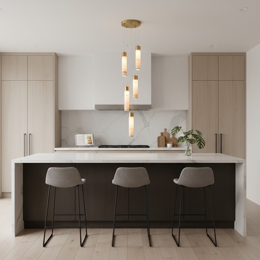 Solaryx Minimal Cylindrical Silhouette Pendant Light - Modern Style Lamp for Kitchen or Dining Room T1135