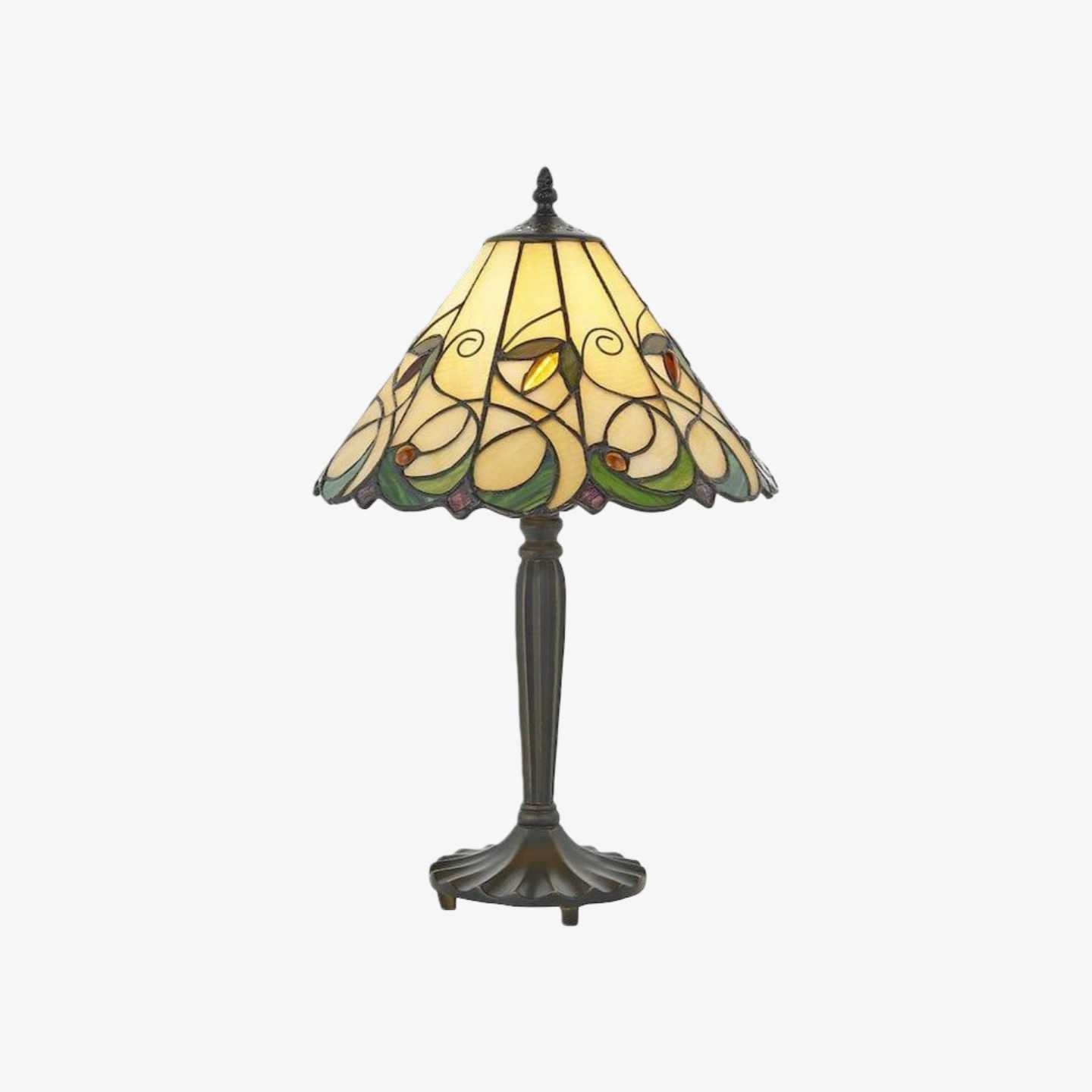 TF Jamelia Classic Stained Glass Table Light Lamp - Handcrafted Glass Light for Bedroom T855