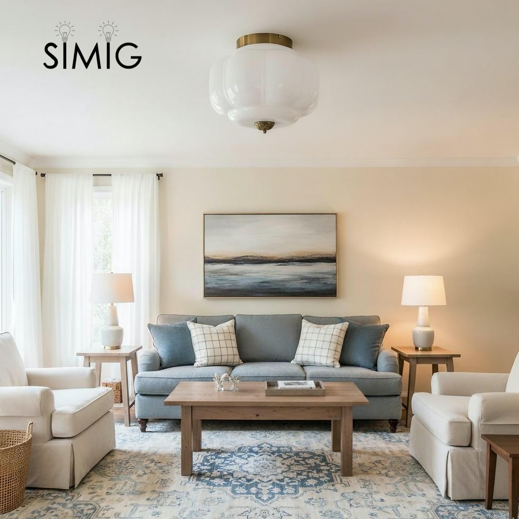 Eloise Ceiling Light - Elegant Retro Brass Ceiling Light for Living Room G55