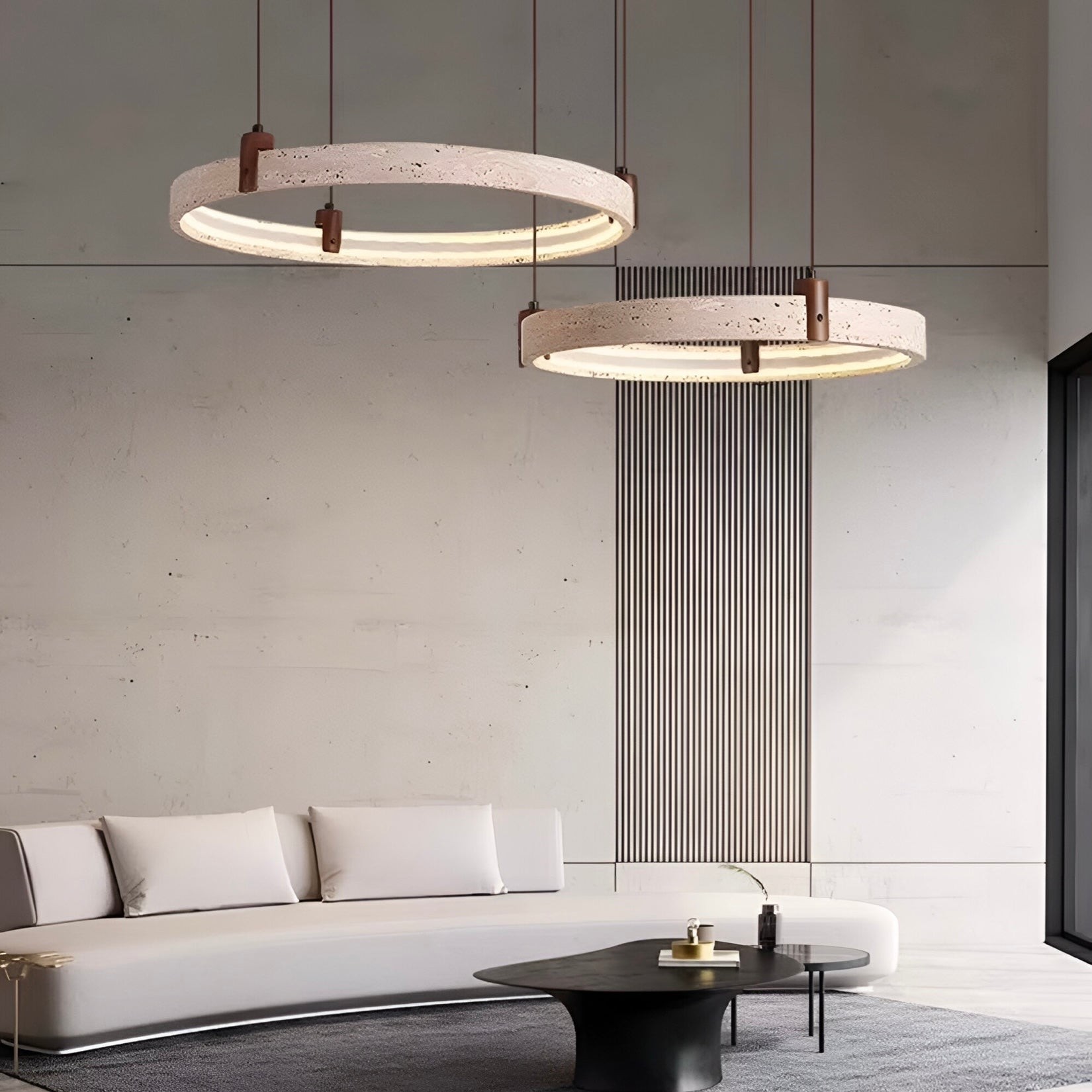 Simple Circular Travertine Pendant Lamp G29