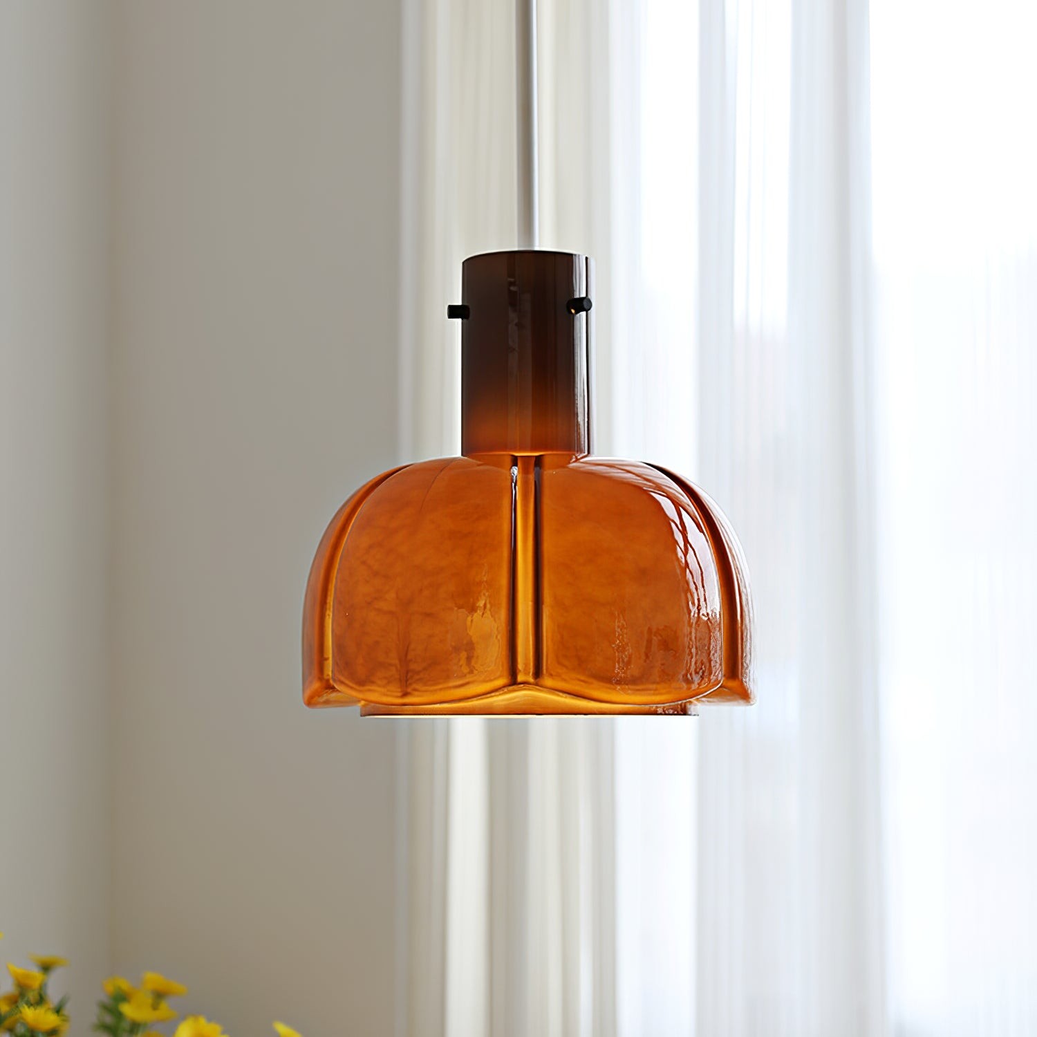 French Pastoral Style Petal Glass Pendant Light M23