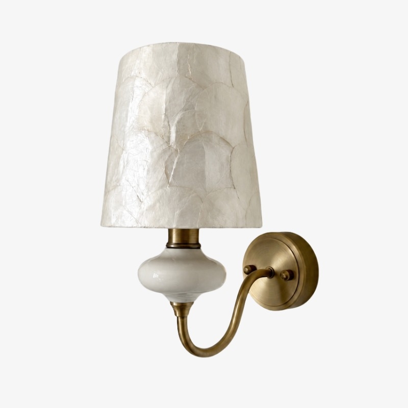 Shellure Ceramic Seashell Wall Lamp - Elegant French Style Bedroom Accent Light T2222