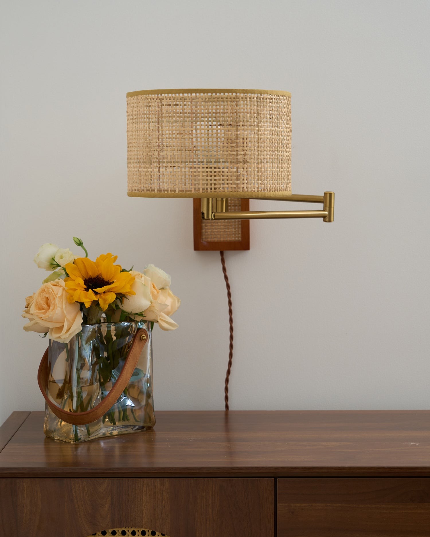Rattan Swing Arm Wall Lamp P013