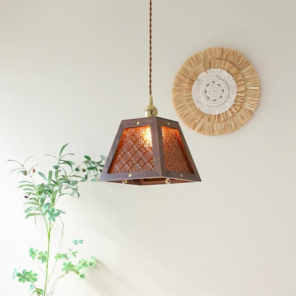 Retro Pattern Glass Pendant Lamp M295