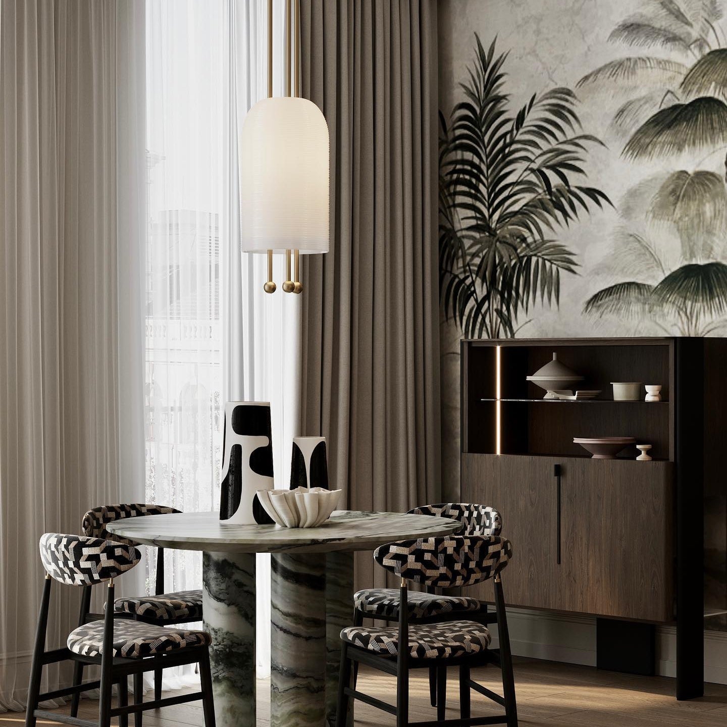 Lantern Glass Pendant Lamp T1703