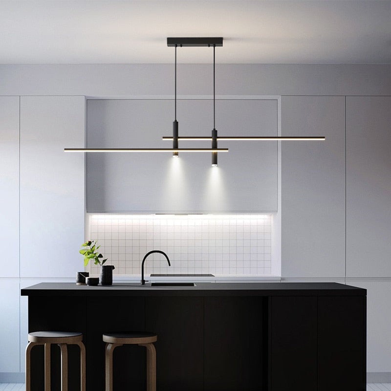 Modern Minimalist Sleek Metal Rod Chandelier M34