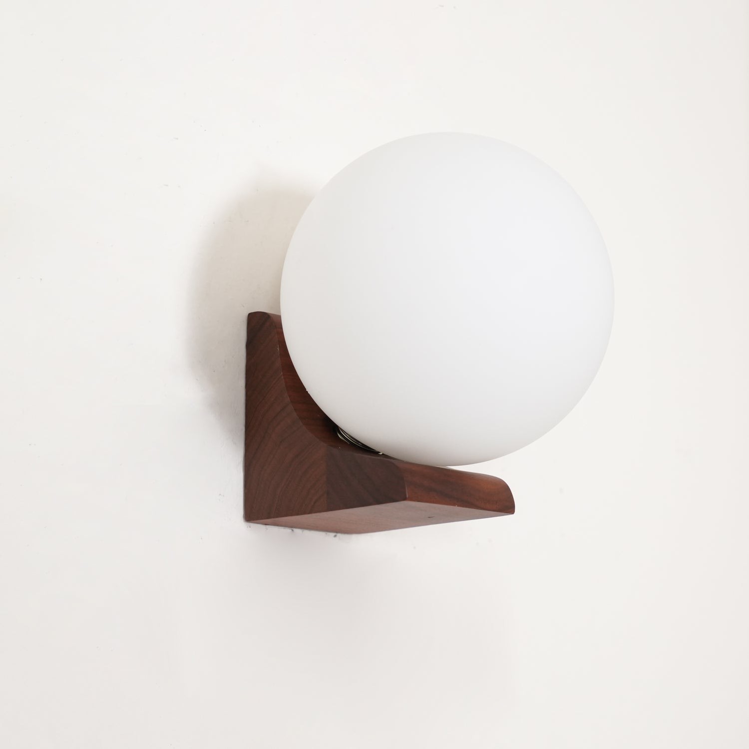 Minimalist Wooden Geometric Bracket Glass Globe Wall Lamp M371