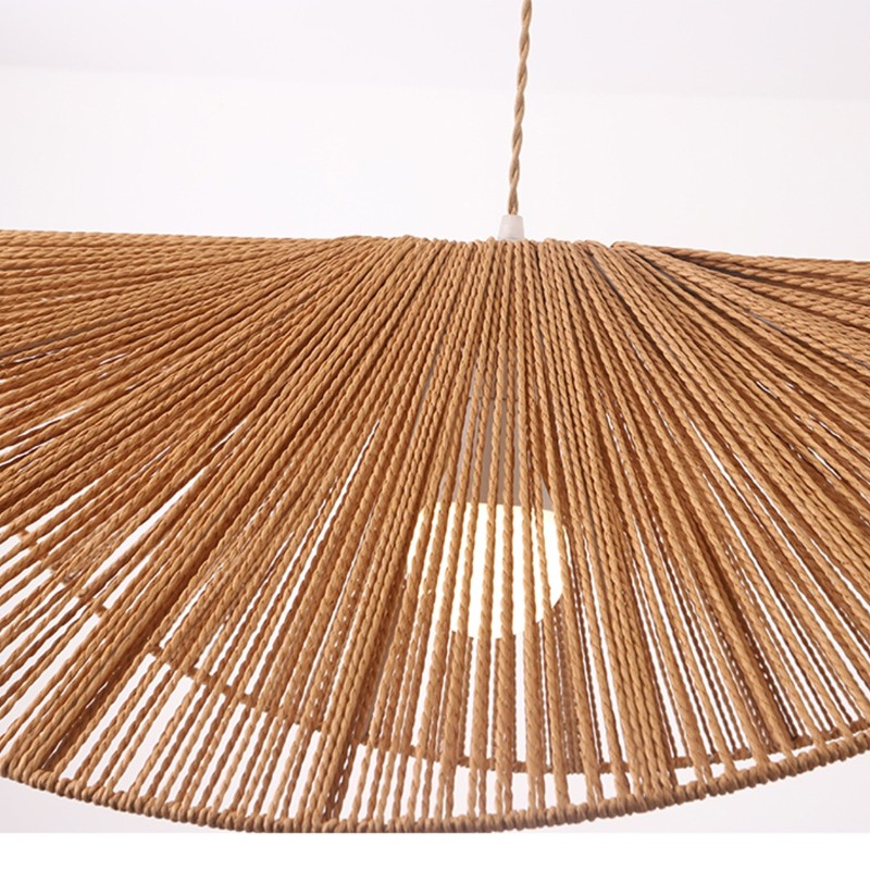 Wabi-Sabi Style Straw Hat Pendant Light For Living Room