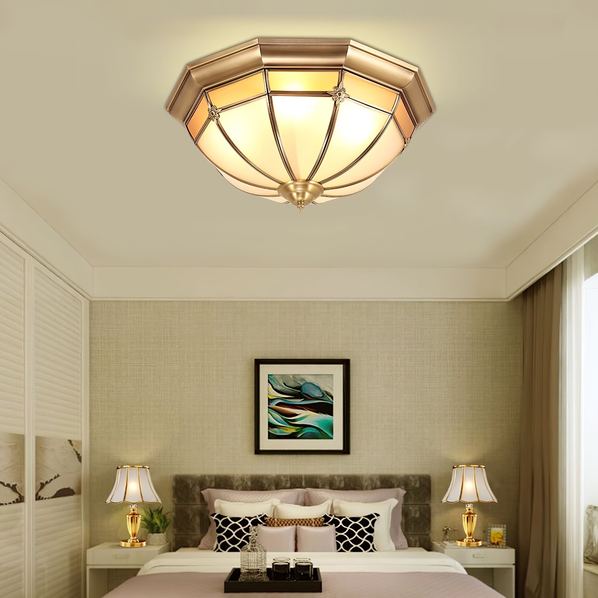 Dome Brass Flush Ceiling Lamp M460