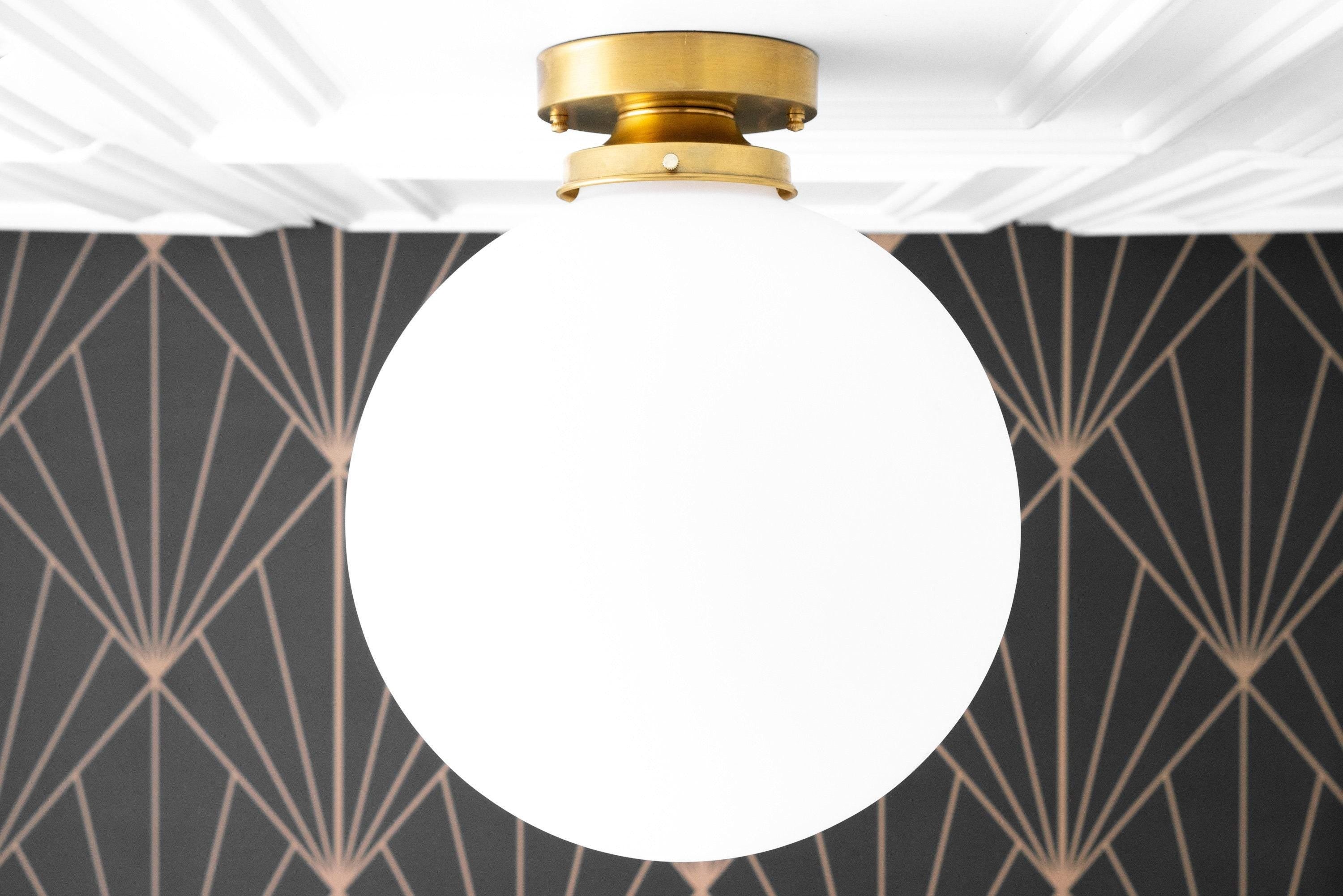 Glorica Glass 12 Inch Globe Ceiling Light - Frosted Glass Art Deco Pendant And Flush Mount T362