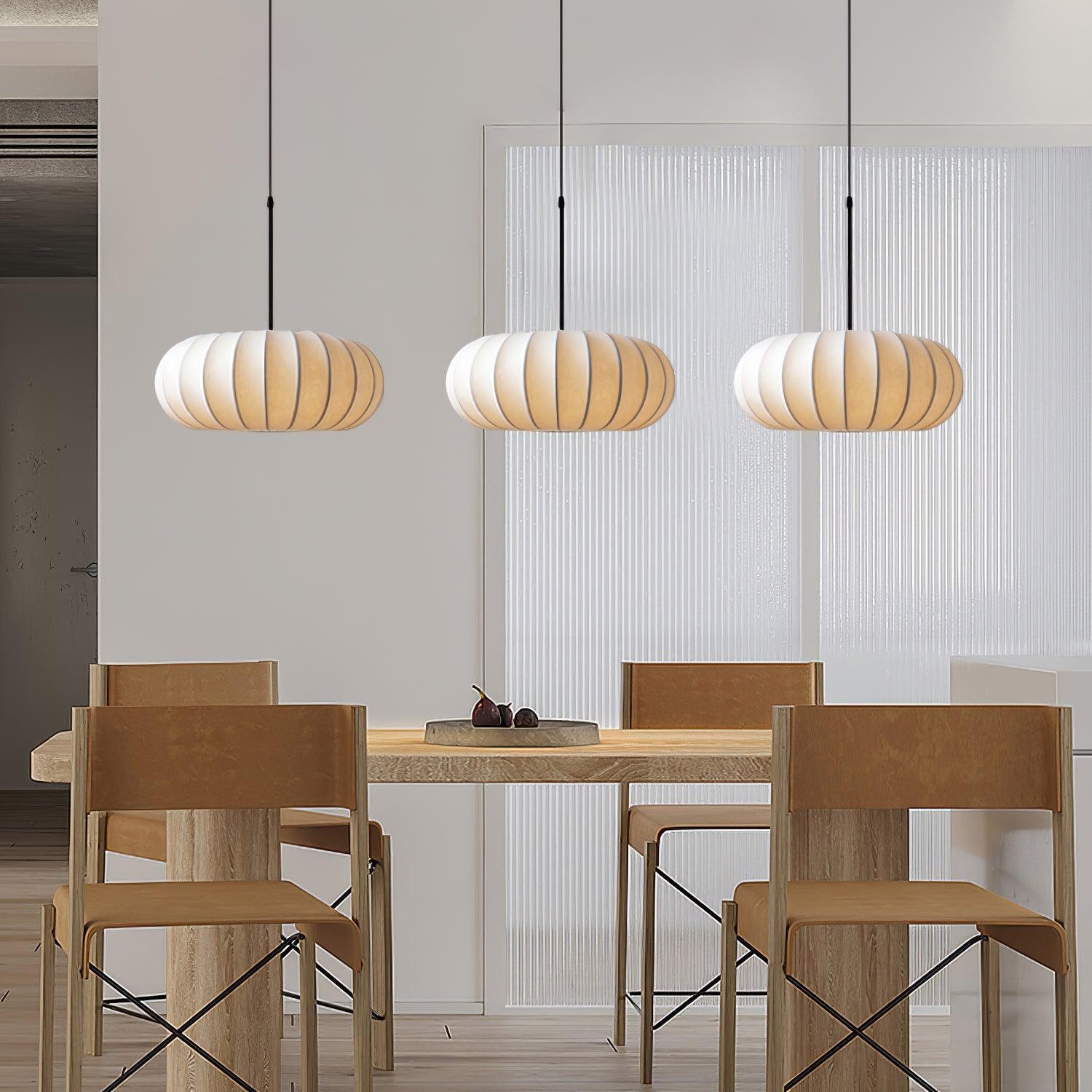 Simple Wabi-sabi White Lantern Fabric Pendant Lamp M06