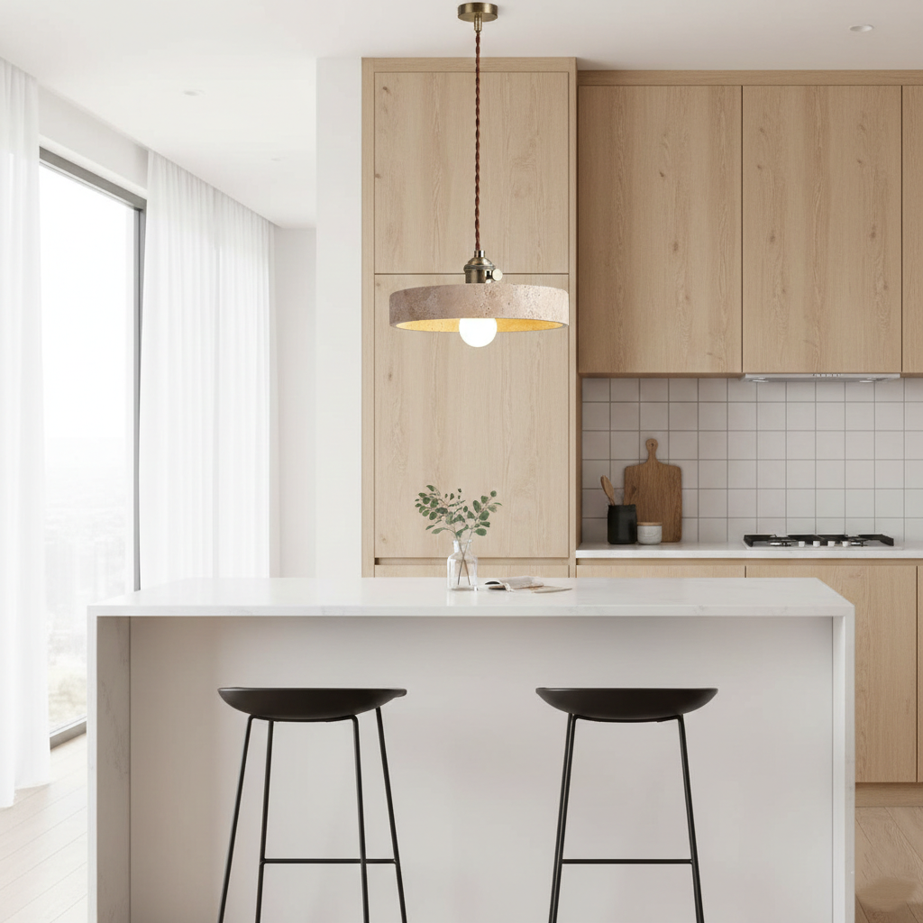 Alagusmo Minimalist Travertine Pendant Light T2116