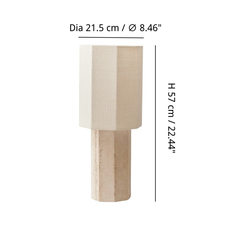 Octagonal Travertine Stone Table Lamp G66