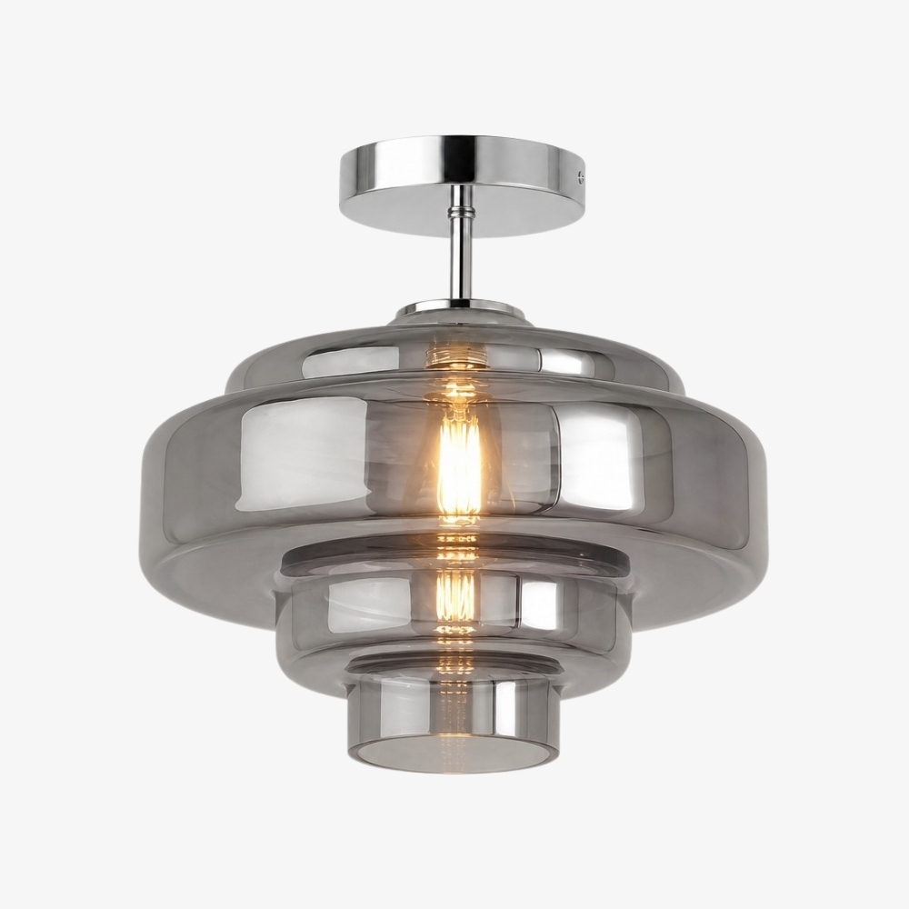 Koloro Glass Ceiling Light - Layered Rounded Design Lampshade for Hallway or Cloakroom T2251