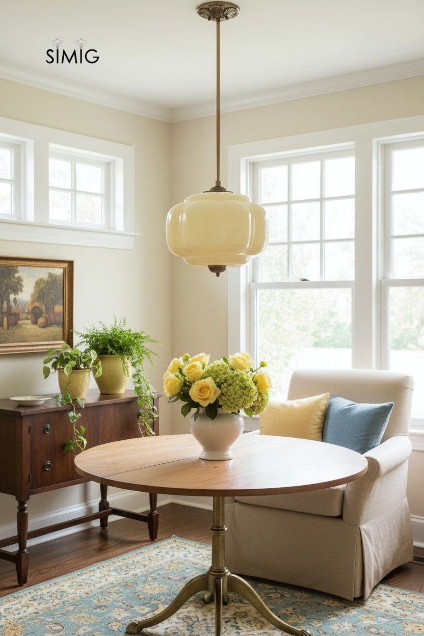 Eloise Vintage Glass Pendant Light - Elegant Design Semi-Flush Mount Light G53