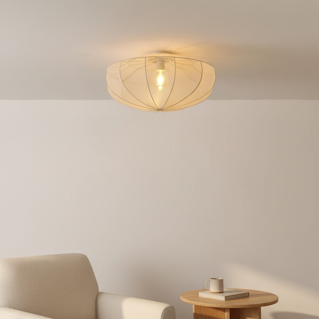 Lumifil Draped Mesh Ceiling Light - Boho Rustic Textured Shade Lamp for Living Room or Bedroom T767