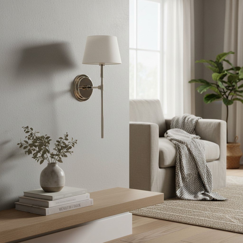 Cremaris Metal Wall Light with Fabric Shade - Timeless Sconce for Interior Lighting T1017