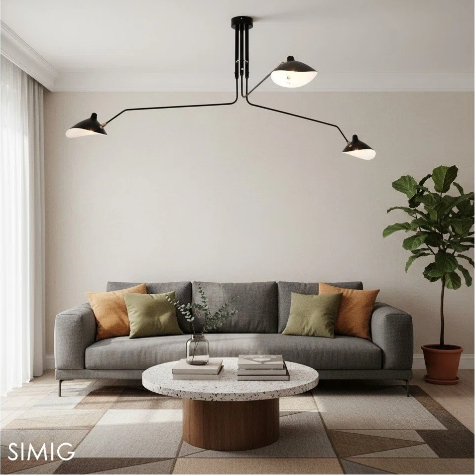 Arclume Arc Ceiling Lamp - Mid Century Multi Arm Light for Living Room