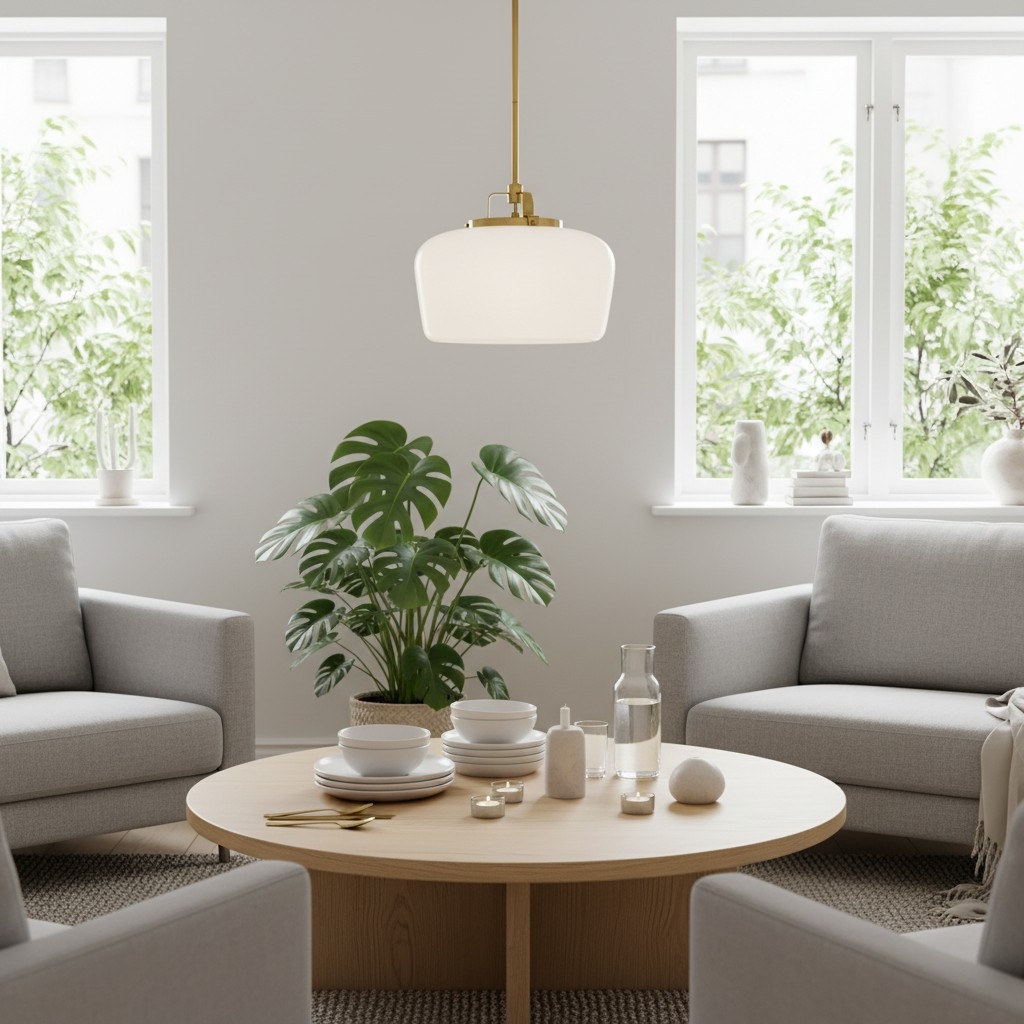 Lirra Opal Glass Pendant Light - Modern Adjustable Metal Drop for Kitchen and Dining T774