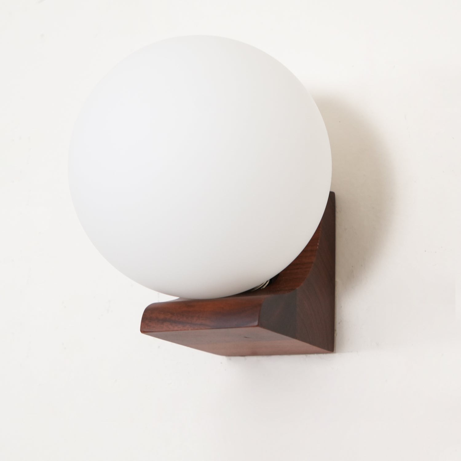 Minimalist Wooden Geometric Bracket Glass Globe Wall Lamp M371