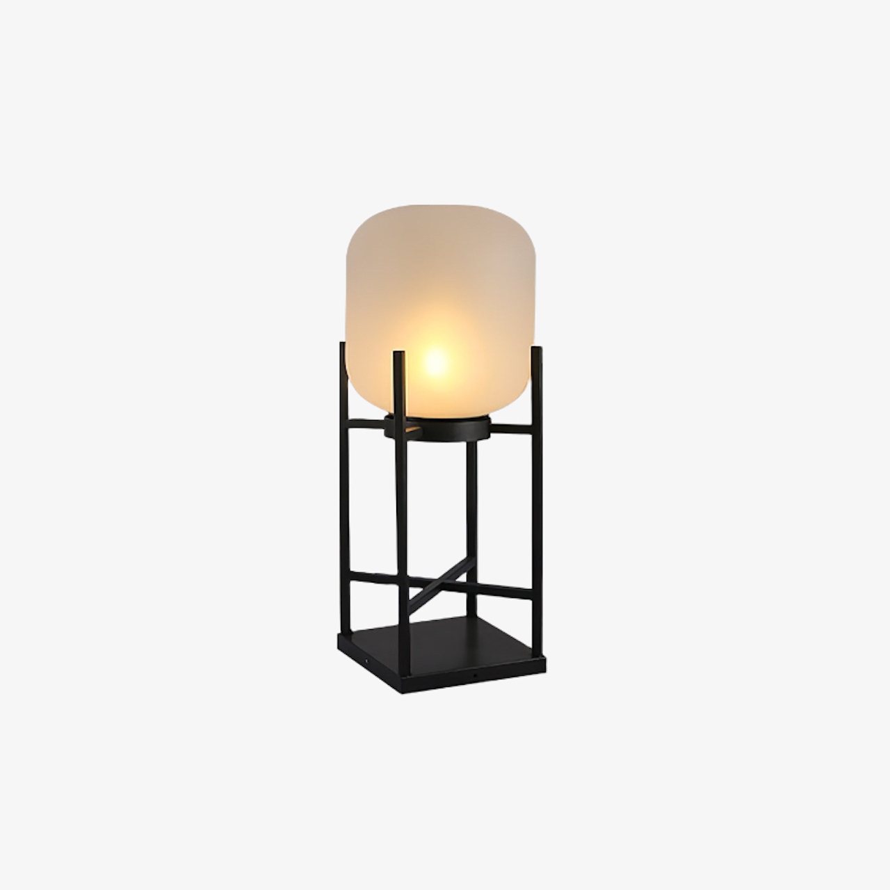 Minimalist Lantern Floor Light – Glass Shade for Outdoor Spaces