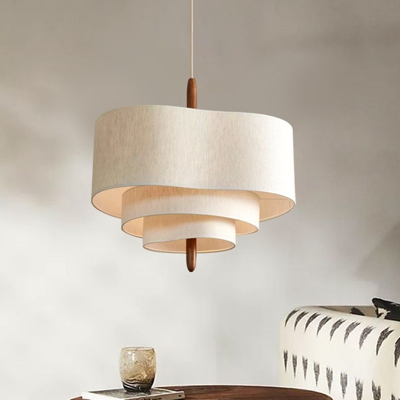 Lustrous Fabric Pendant - Nordic Retro Ceiling Light for Living Room M46