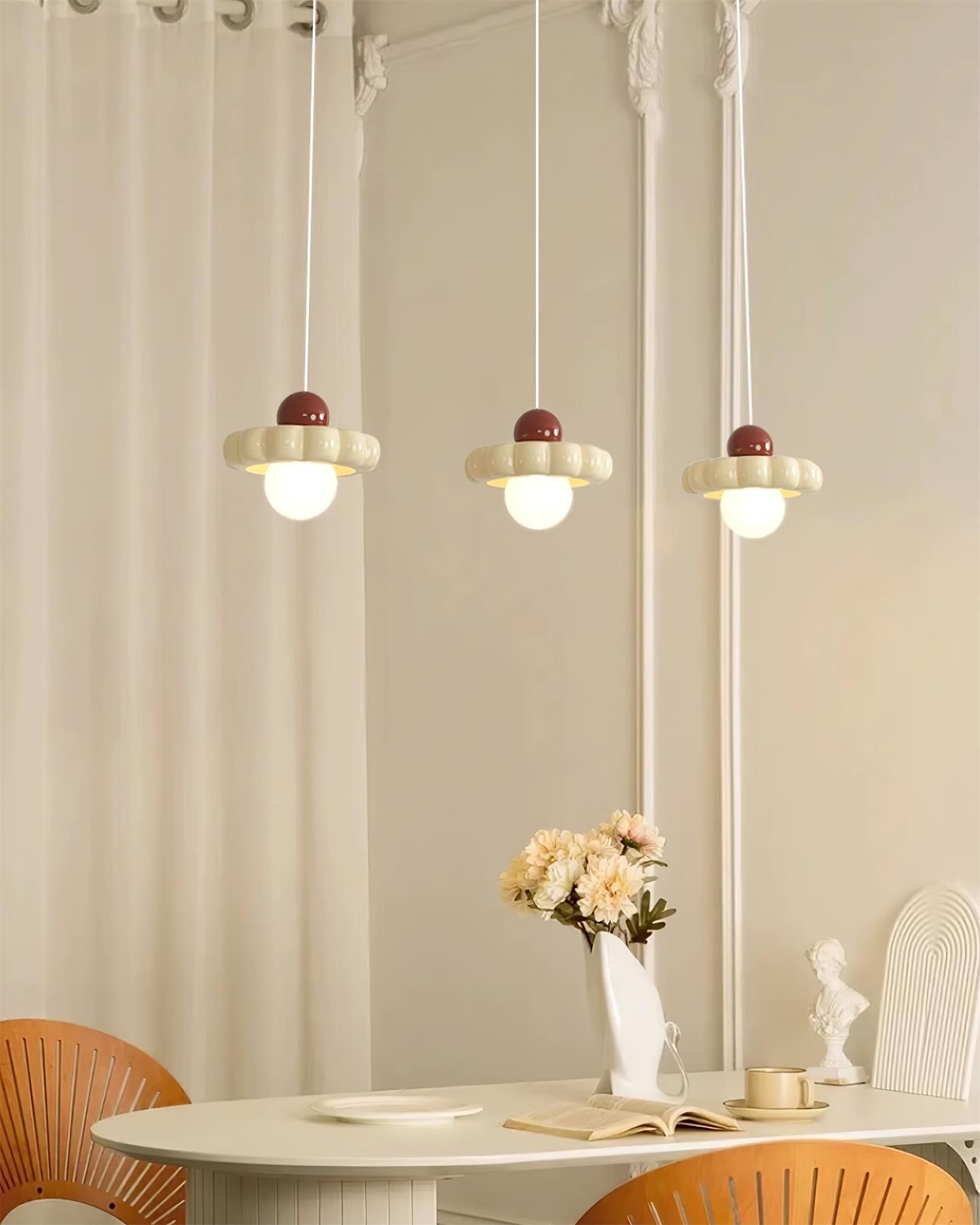 Cream Style Long Line Pumpkin Texture Pendant Lamp M173