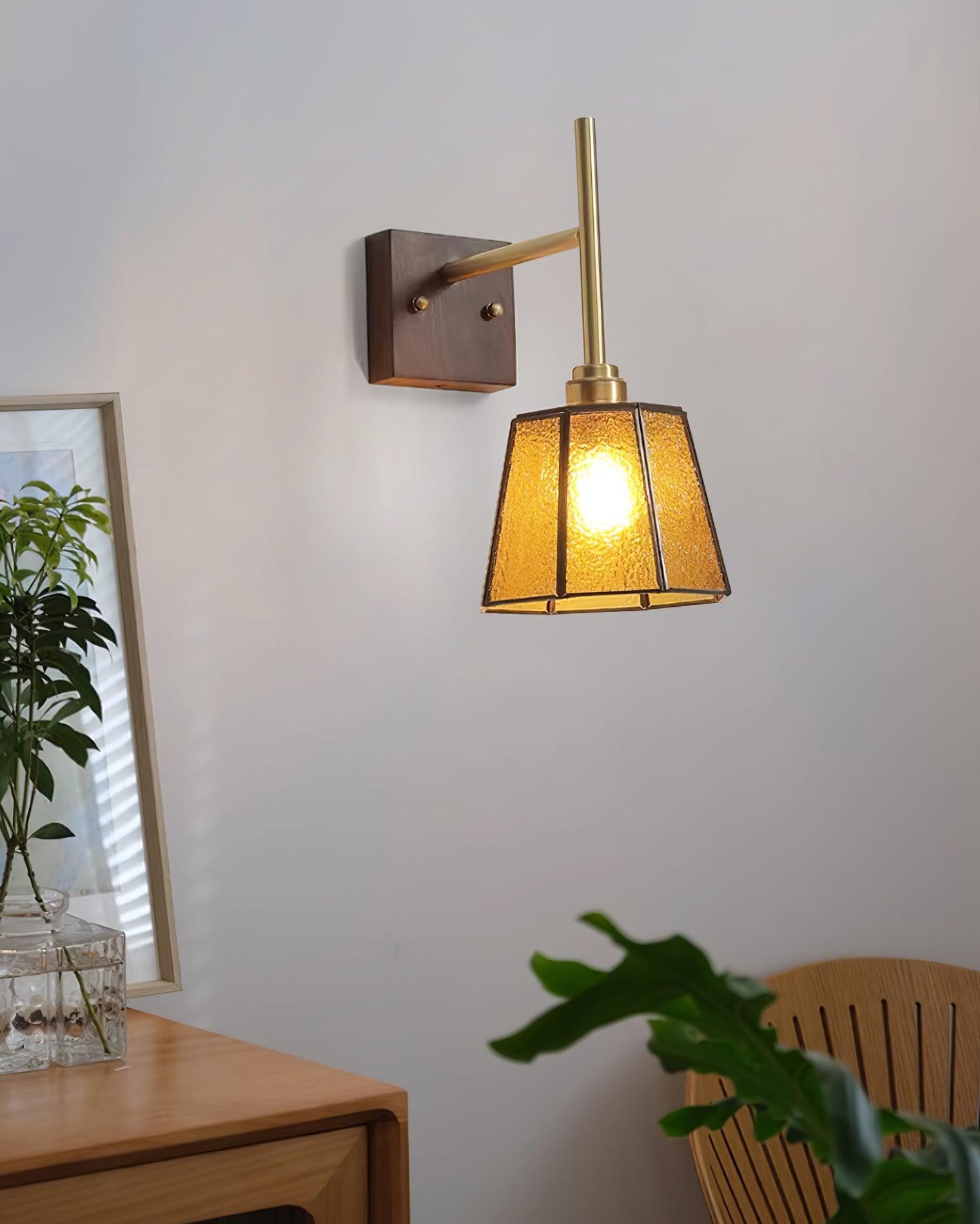 Vintage Brass Walnut Wall Lamp M207