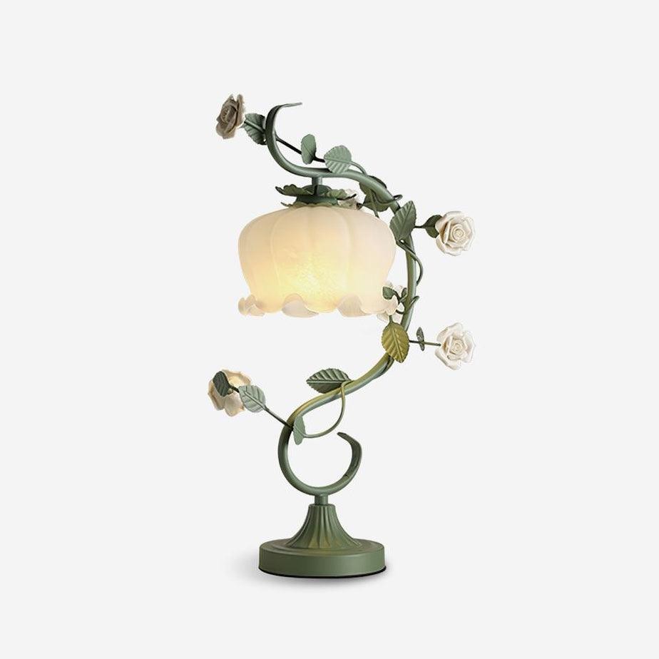 Green Pink White Rose Flower Table Lamp M107