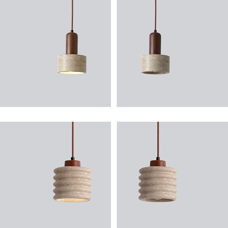 Traditional Retro Cylindrical Solid Wood Pendant Lamp M07